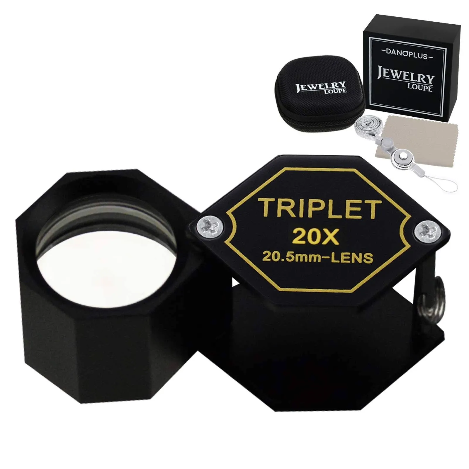 DANOPLUS 20X Magnifier Jewelry Loupe Triplet Lens 20.5mm Optical Glass Pocket Gem ...