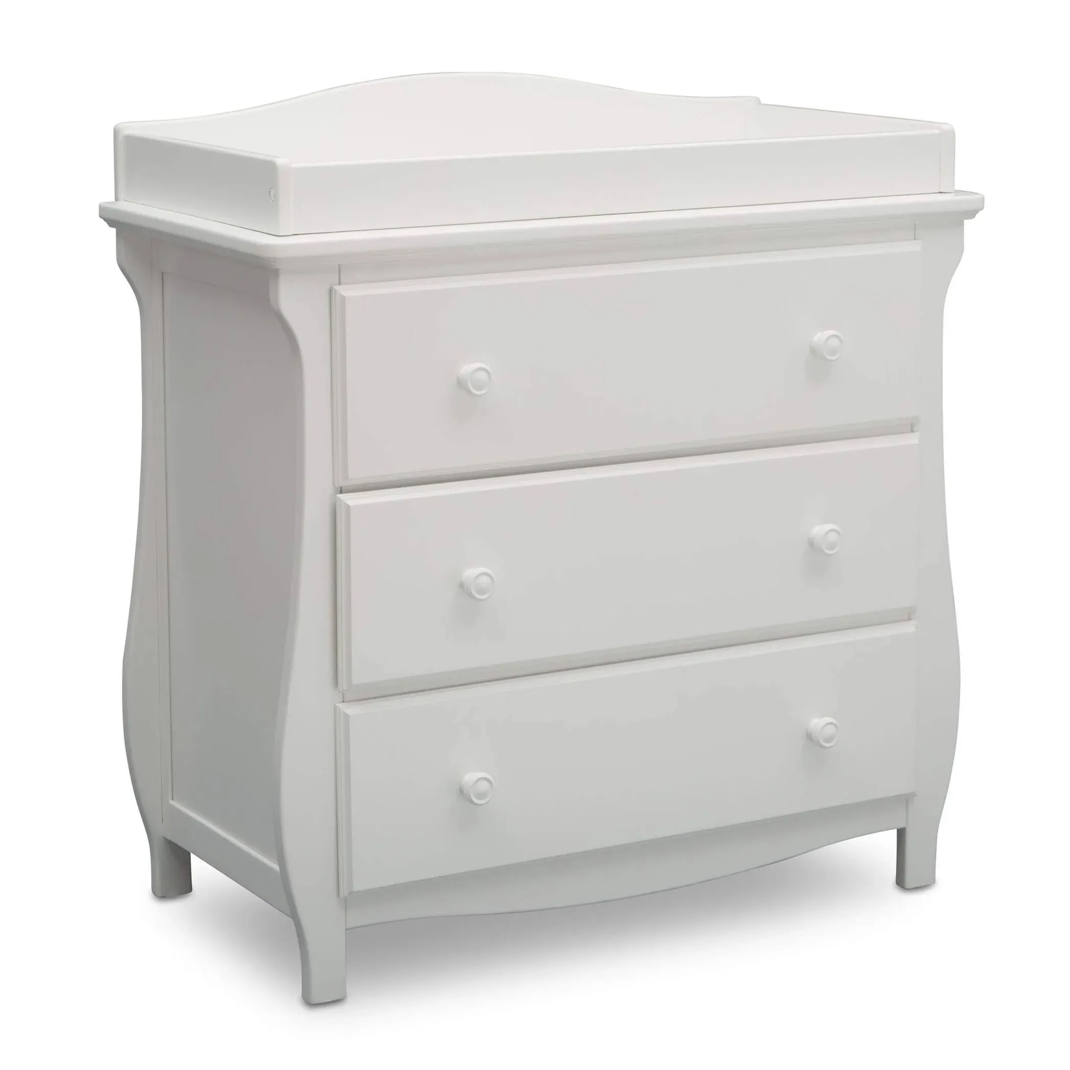 Delta Children Lancaster 3 Drawer Dresser with Changing Top and Interlocking Drawers - Greenguard Gold Certified, Bianca White