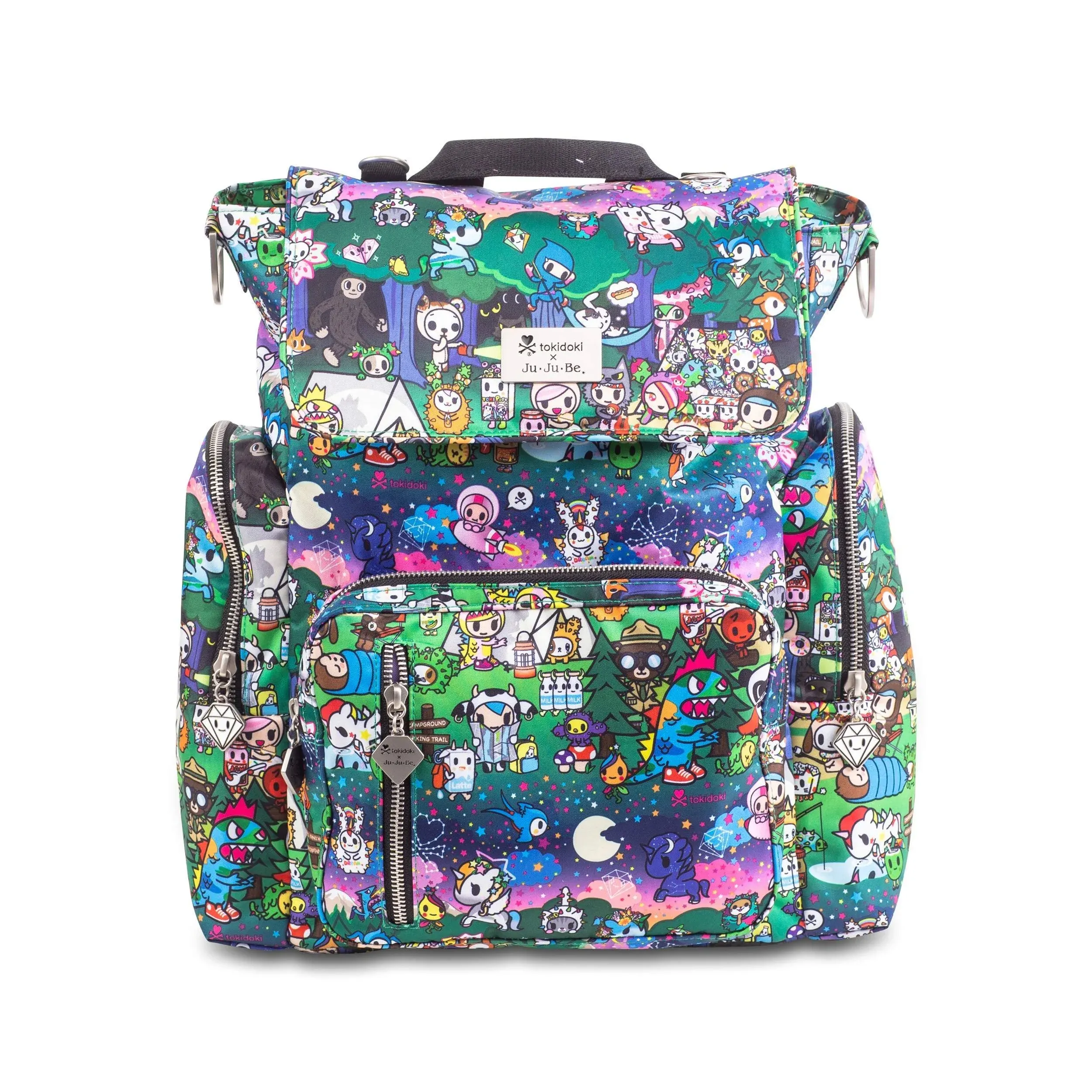 Jujube x Tokidoki Diaper Backpack + Messenger Bag, Be Sporty | Multi-functional, Lightweight, Durable + Travel Friendly | Camp Toki