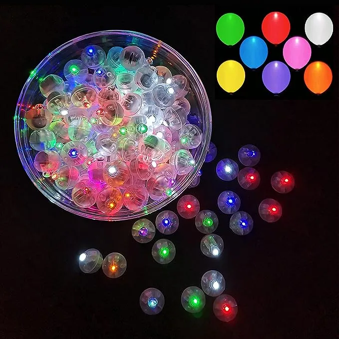 100pcs LED Orange Balloon Light Mini Tiny Led Light, Small Round Led Ball Lamp for Paper Lantern Balloon Indoor Outdoor Party Event Fun Birthday Party Wedding Decoration Supplies