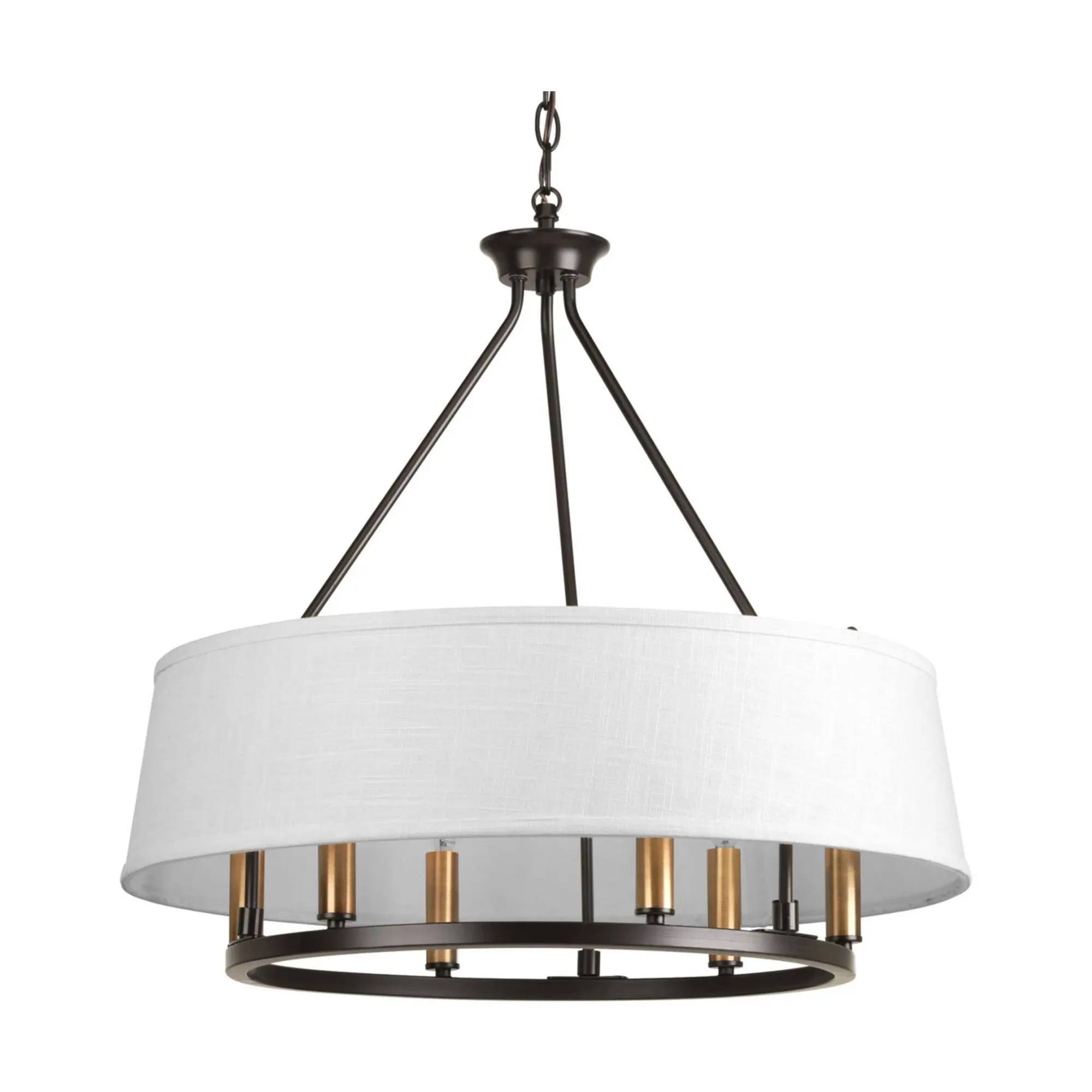 Progress Lighting Cherish 6 Light 24 inch Chandelier in Antique Bronze with White Linen Shade P4618-20