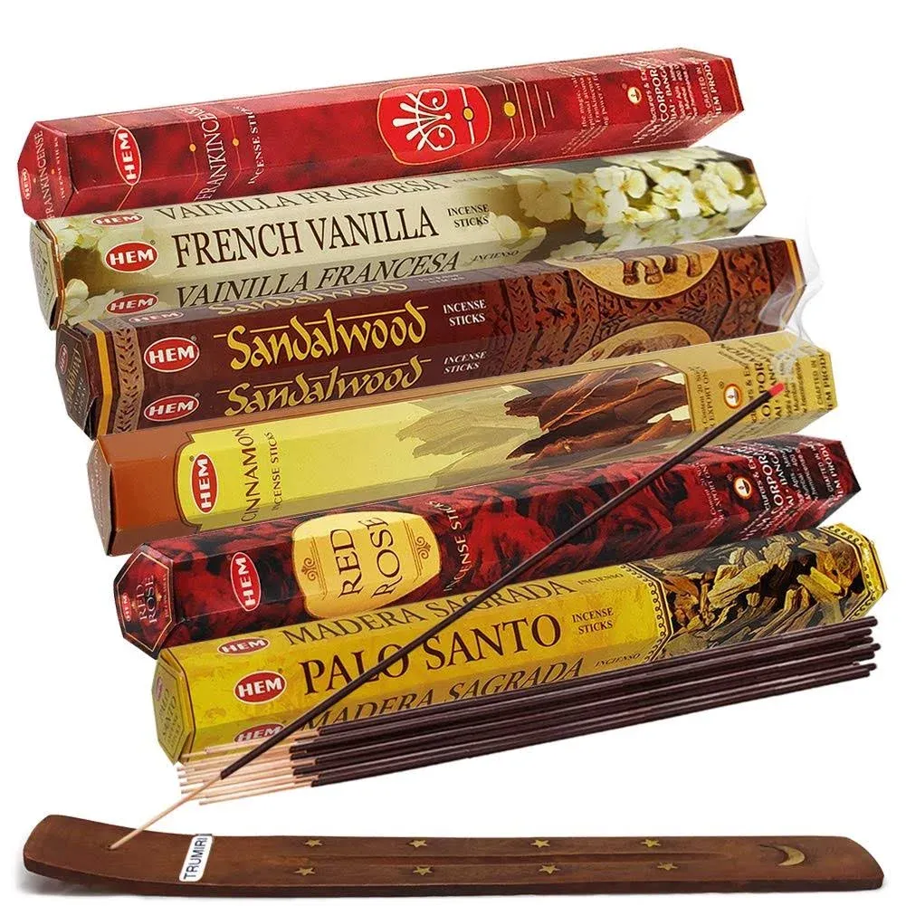 Hem Incense Sticks Variety Pack #22 and Incense Stick Holder Bundle with 6 Most ...