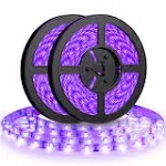 Onforu 33ft LED UV Black Light Strip Kit, 600 Units UV Lamp Beads, 12V Flexible Blacklight Fixtures, 10M LED Ribbon, Non-Waterproof for Indoor