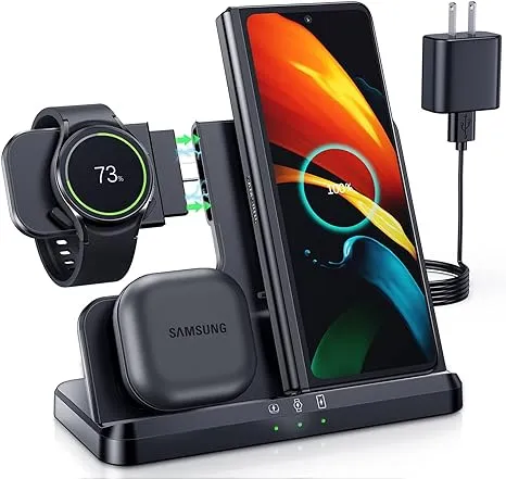 LK Wireless Charging Station for Samsung 3 in 1 Wireless Charger Compatible for Samsung S23 Ultra Plus S22 S21 S20 Z Flip 5/4/3 Fold Note20,Galaxy Watch 5/5 Pro/4/3 Galaxy Buds