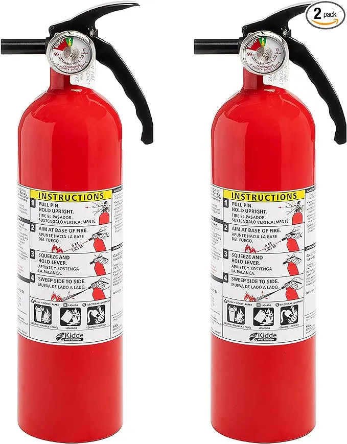 Kidde Fire Extinguisher for Home, 1-A:10-B:C, Dry Chemical Extinguisher, Red, Mounting Bracket Included, 2 Pack