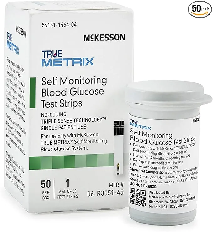 McKesson True METRIX Self-Monitoring Blood Glucose Test Strips, 50 Strips, 1 PackMcKesson True METRIX Self-Monitoring Blood Glucose Test Strips, 50 Strips, 1 Pack