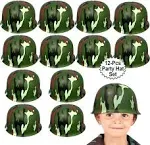 Anapoliz Army Helmets for Kids | 12 Count Plastic Camouflage Hats | Soldier Helmet Party Favors | Camo Costume Dress Up Hat