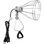 Simple Deluxe Clamp Lamp Light with Steel Cage Wire Grillup to 250W E26 Socket (No Bulb Included) 6 Cord, Silver