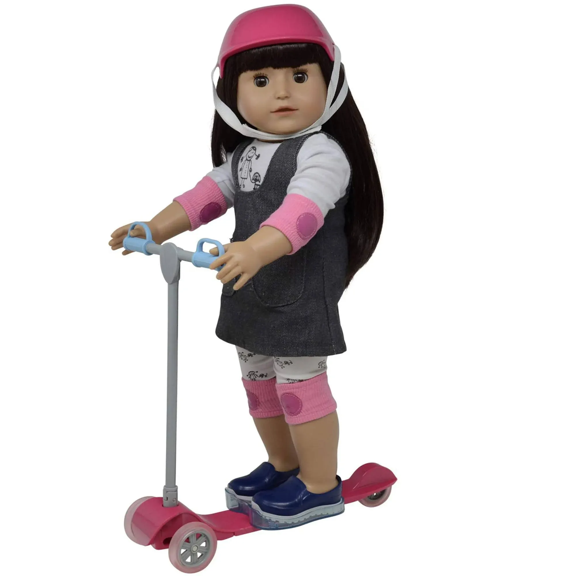 The New York Doll Collection 18&#034; Doll Scooter &amp; Helmet Set - 18in Dolls 