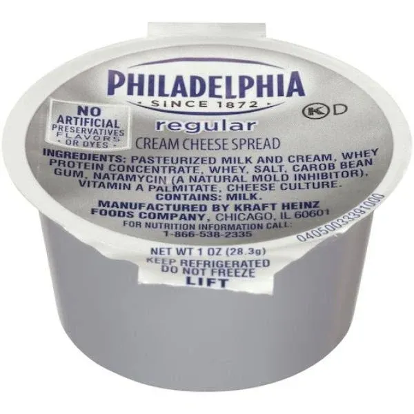 Philadelphia Original Cream Cheese Spread Cups,  1 ounce  -- 100 per case.