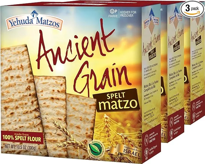 Yehuda Organic Ancient Grain 100% Spelt Matzo 10.5oz (3 Pack)