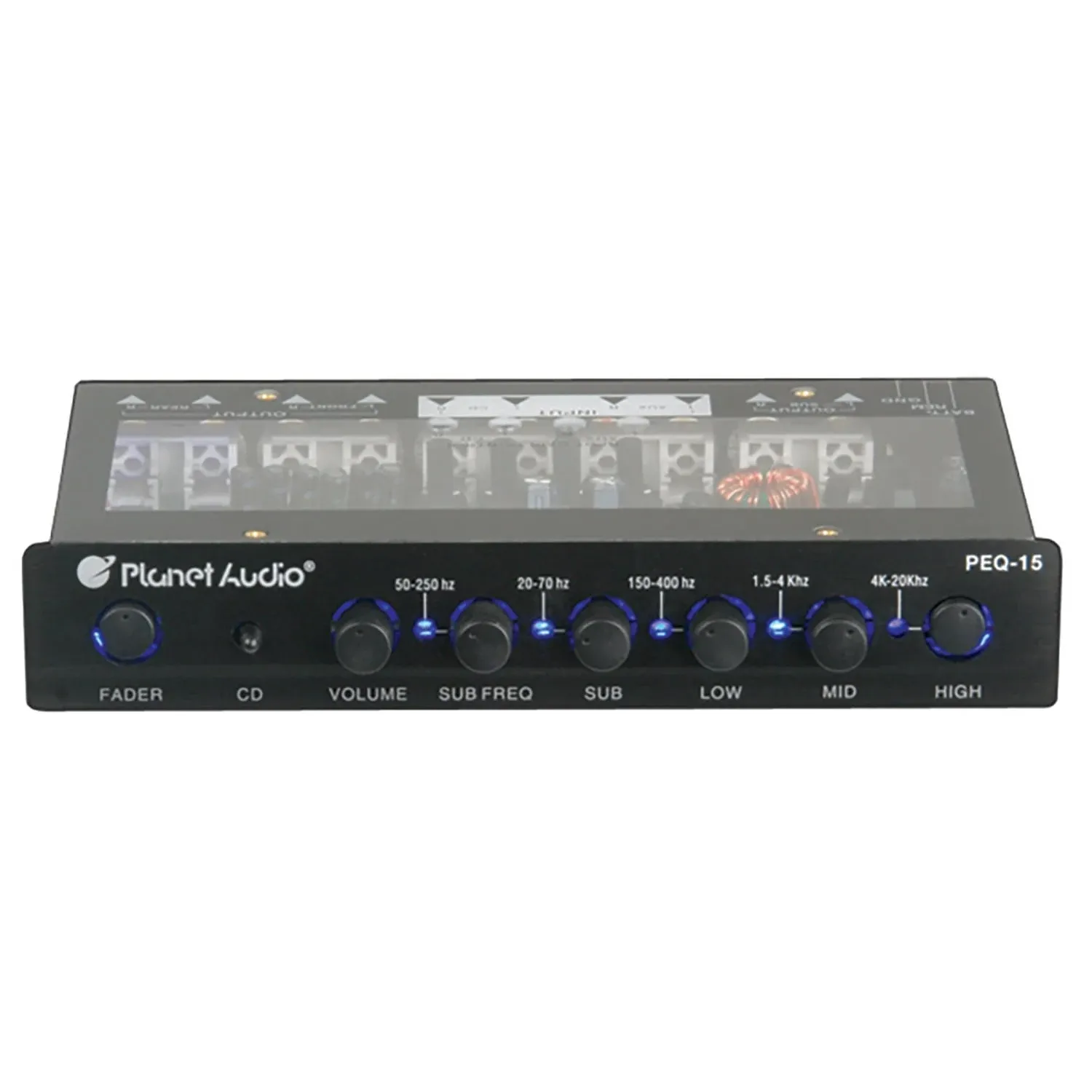 Planet 5 Band Equalizer Aux input master volume control half DIN size chassis