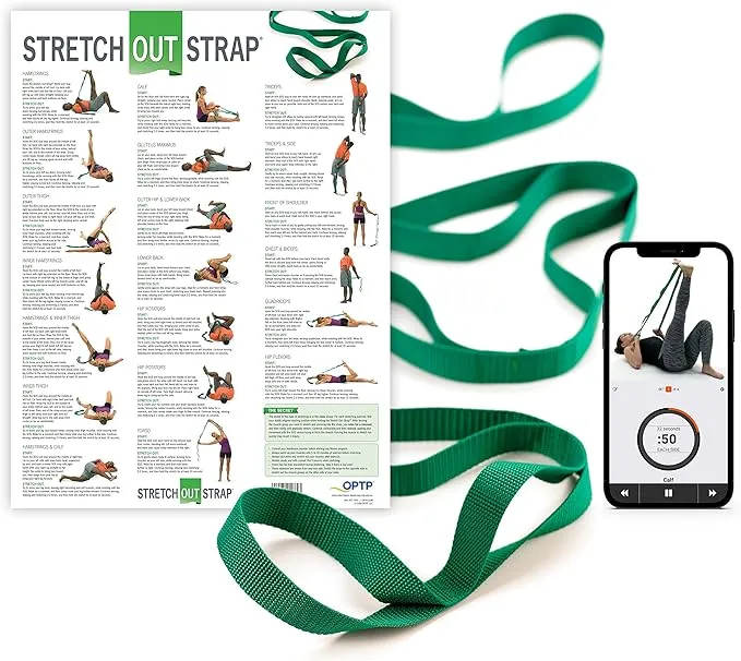 OPTP 440PS Stretch Out Strap with Stretching Exercise Poster