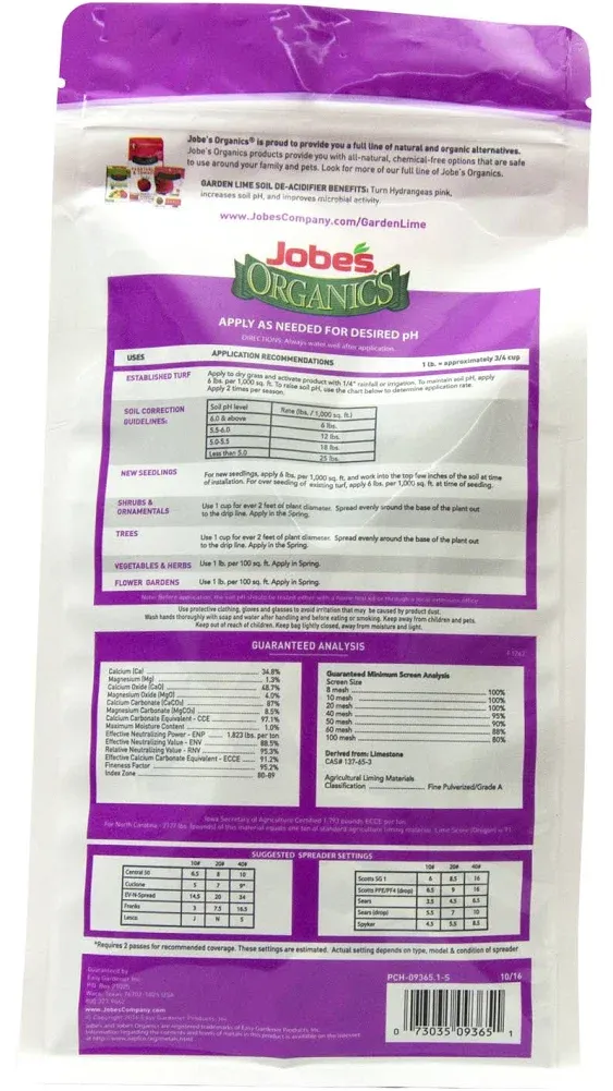 Jobe's 09365 Organics Garden Lime Soil, 6 lb