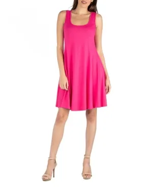 Women's Sleeveless A-line Fit And Flare Skater Dress In Pink