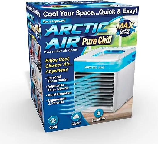 Arctic Air Pure Chill Evaporative Air Cooler By Ontel - Powerful 3-Speed Personal Space Cooler, Quiet, Lightweight And Portable For Bedroom, Office, Living Room & More