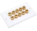 Monoprice 3539 High Quality Banana Binding Post Two-Piece Inset Wall Plate for 5 Speakers - Coupler Type