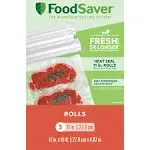 FoodSaver Vacuum Sealer Bags, Rolls for Custom Fit Airtight Food Storage and Sous Vide, 11" x 16' (Pack of 3)