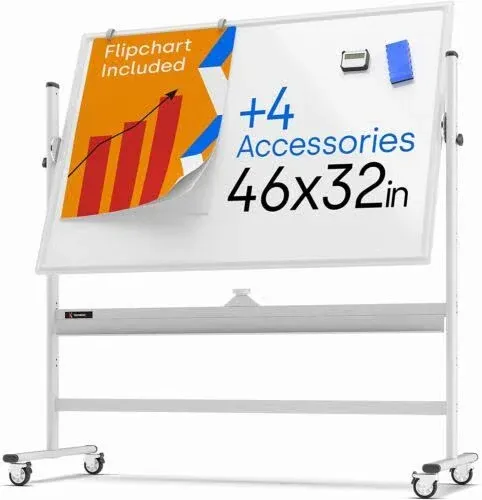 Rolling Dry Erase Board 70 x 36 - Large Portable Magnetic Whiteboard with Stand ...