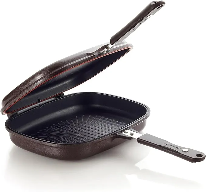 Happycall Titanium Non-Stick Double Pan Omelette Pan Size: 3" H x 11.81" W x 17.71" D