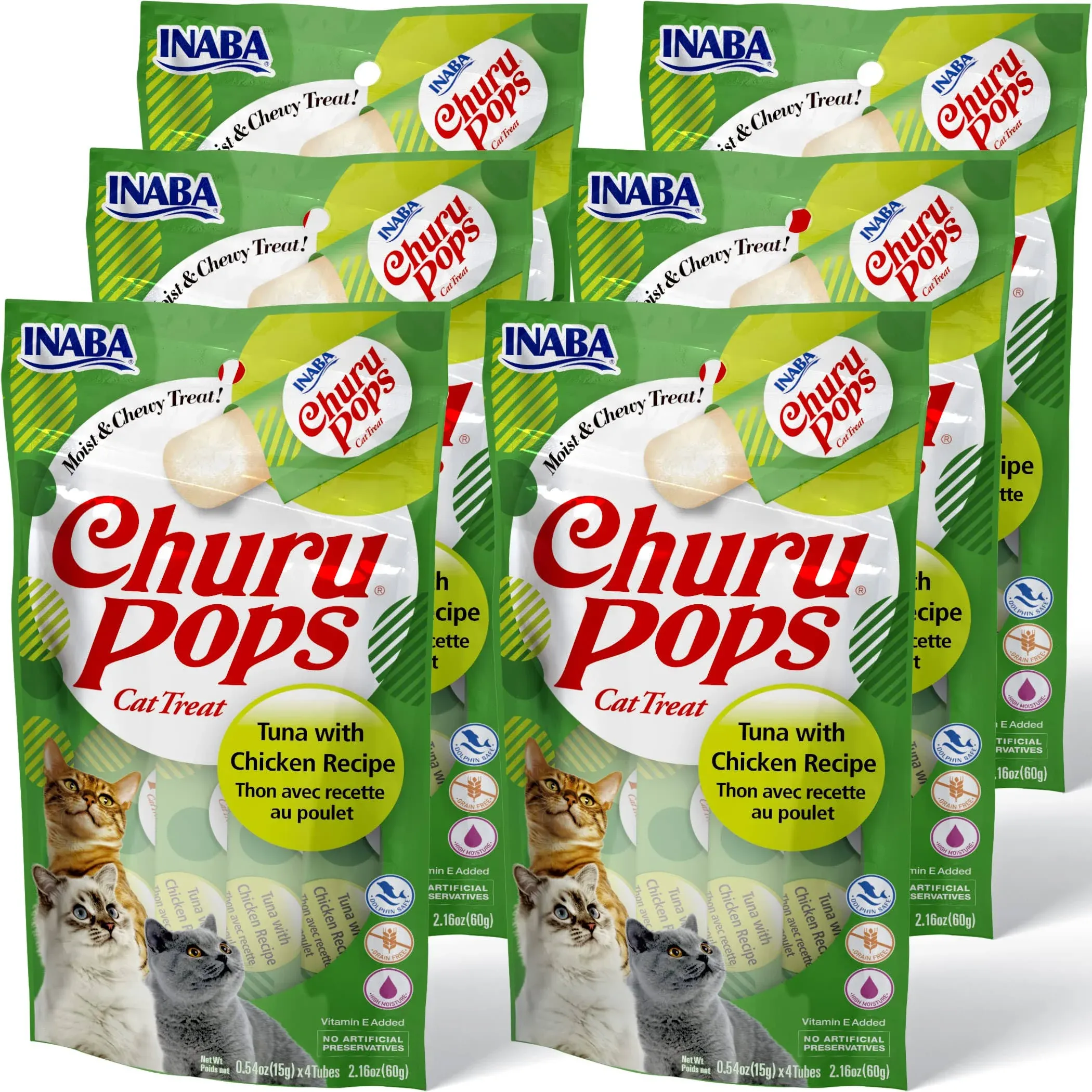 Inaba Churu Pops Moist and Chewy Cat Treat Tuna with Chicken Recipe 24 Tubes