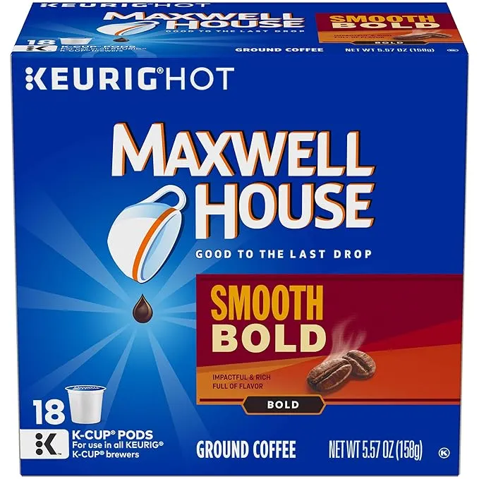 MAXWELL HOUSE Smooth Bold, K-CUP Pods Coffee, 18 Count