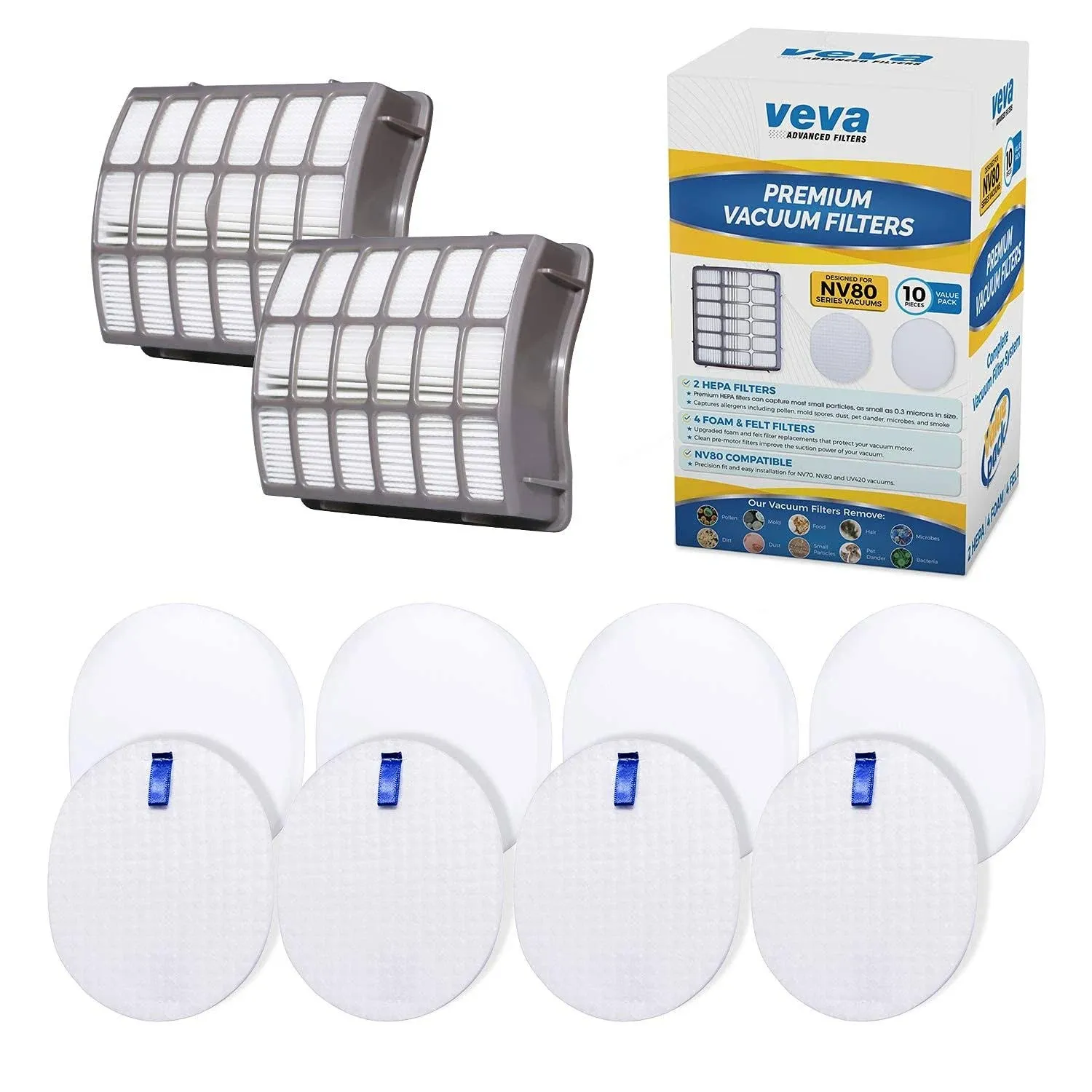 Veva Premium Vacuum Filters 10 piece Value: Designed For NV80 Series Vacuums NWT