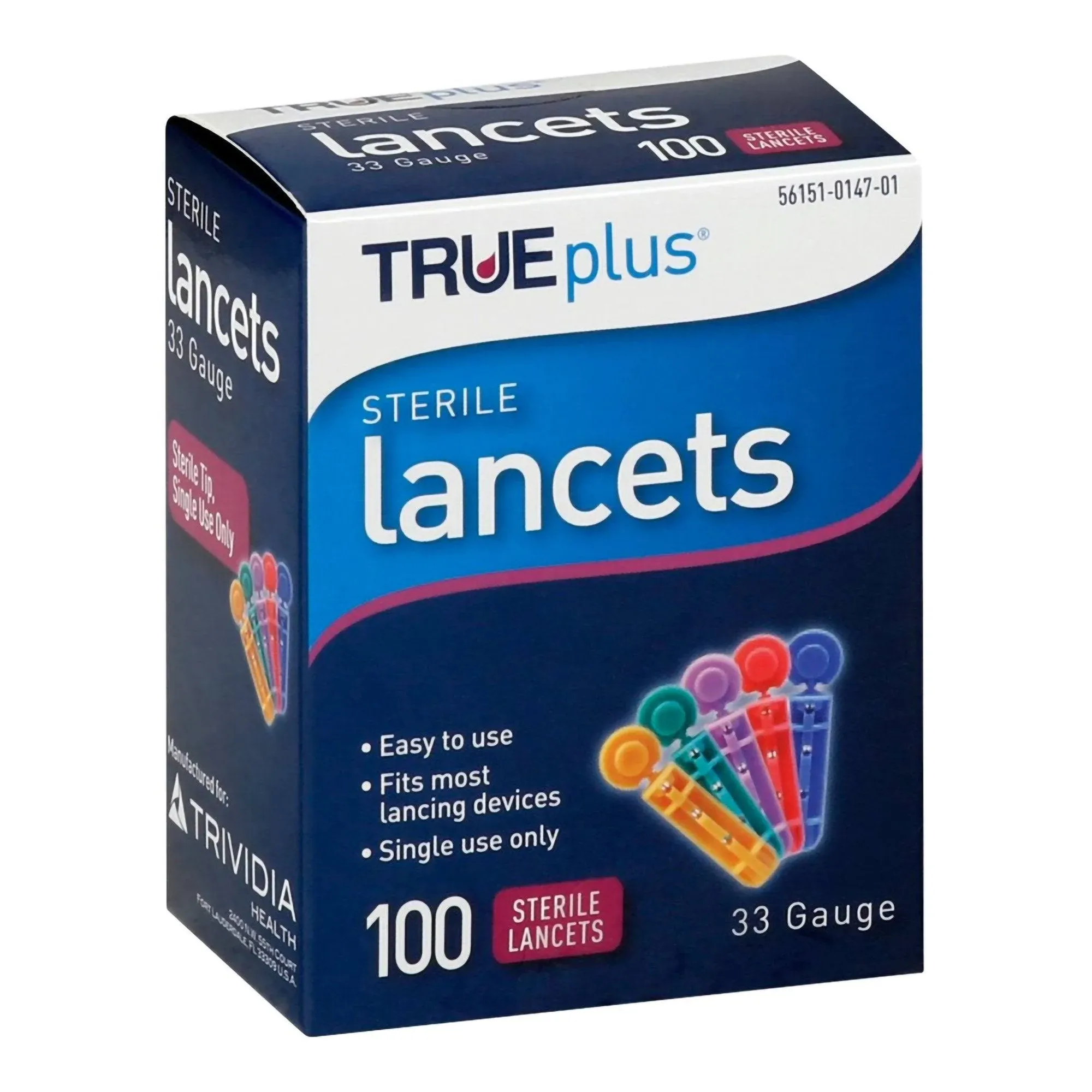 Trueplus Sterile Lancets, 100 Count (28G, 30G, 33G)