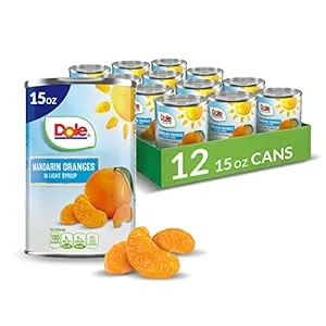 Dole Canned Fruit, Mandarin Oranges in Light Syrup, Gluten Free, Pantry Staples, 15 Oz, 12 Count