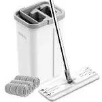 BOSHENG Mop and Bucket with Wringer Set, Hands Free Flat Floor Mop and Bucket, 3