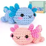 Crochet Kit for Beginner, Crochet Starter Kit w Step-by-Step Happy Axolotls