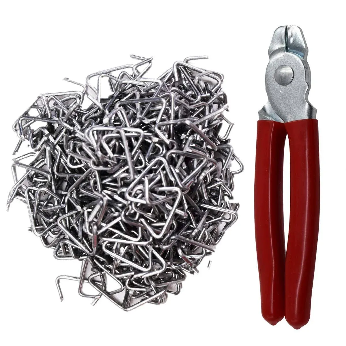 Hog Ring Pliers Straight &amp; 500 Galvanized Hog Rings, Professional Upholstery Ins