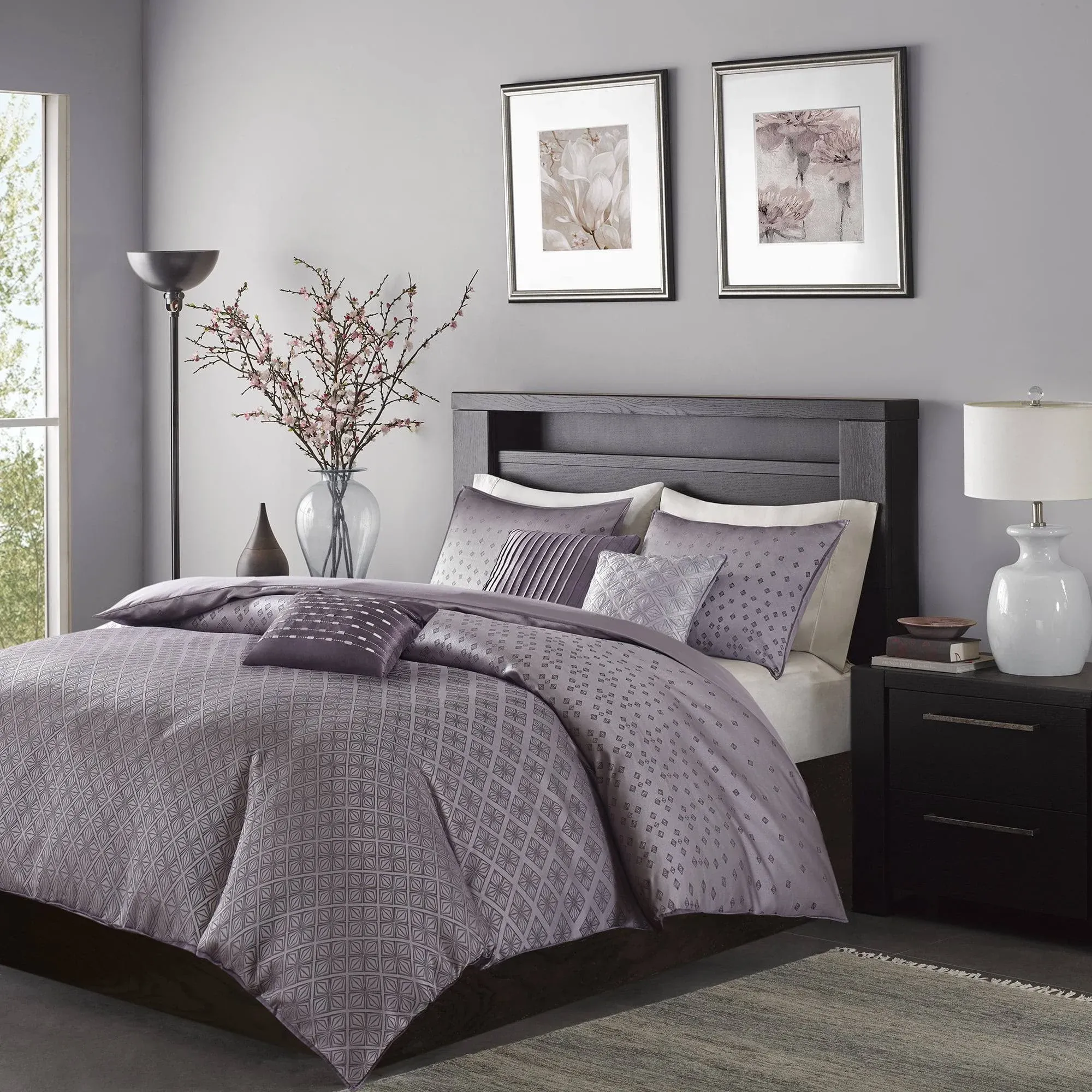 Madison Park - Biloxi 6 Piece Duvet Cover Set - Purple - Full/Queen