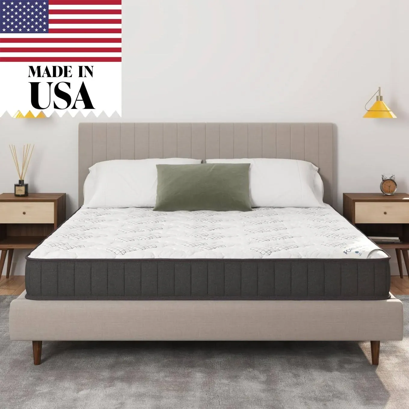 Ottomanson 9" Queen Mattress in a Box Made in USA, Medium-Firm Mattress, Hybrid Mattress Cool Improved Airflow with Edge to Edge Pocket Coil, Bed in A Box, Ottopedic