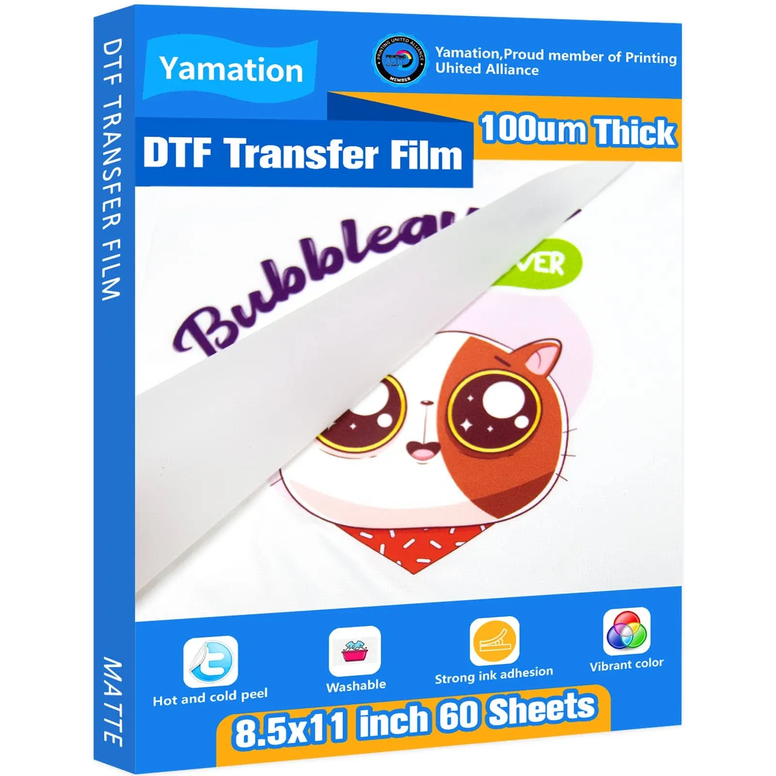 Yamation DTF Film - 100u Thickened (8.5" x 11") - 60 Sheets