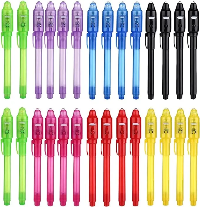 SCStyle Invisible Ink Pen 28Pcs with UV Light Magic Marker for Secret Messages, Writing Information for Birthdays, Easter, Halloween, Christmas Gifts for Students