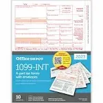 Office Depot Brand 1099-INT Laser Tax Forms and Envelopes, 4-Part, 2-Up, 8-1/2 inch x 11 inch, Pack of 10 Form Sets