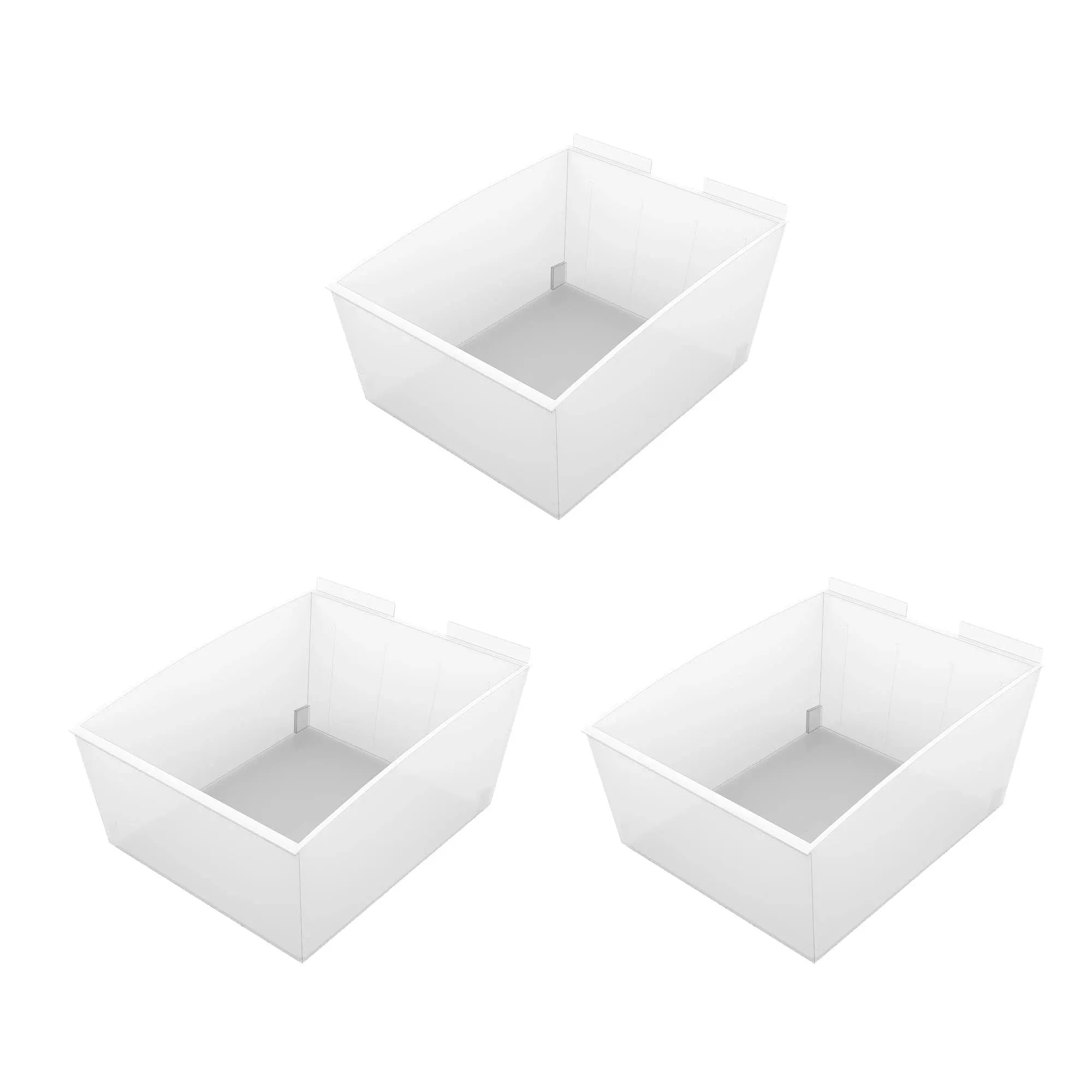 Probin Slatwall Large Clear Storage Bin (3-Pack)