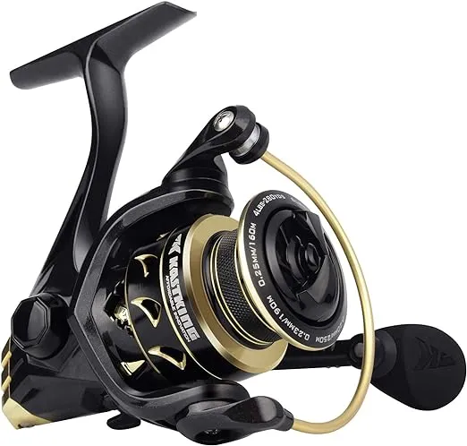 KastKing Valiant Eagle Gold Spinning Reel - 6.2:1 High-Speed Gear Ratio, Freshwater and Saltwater Fishing Reel, Faster Line Retrieve, Braid Ready Spool, 7+1 Shielded Stainless Steel Ball Bearings