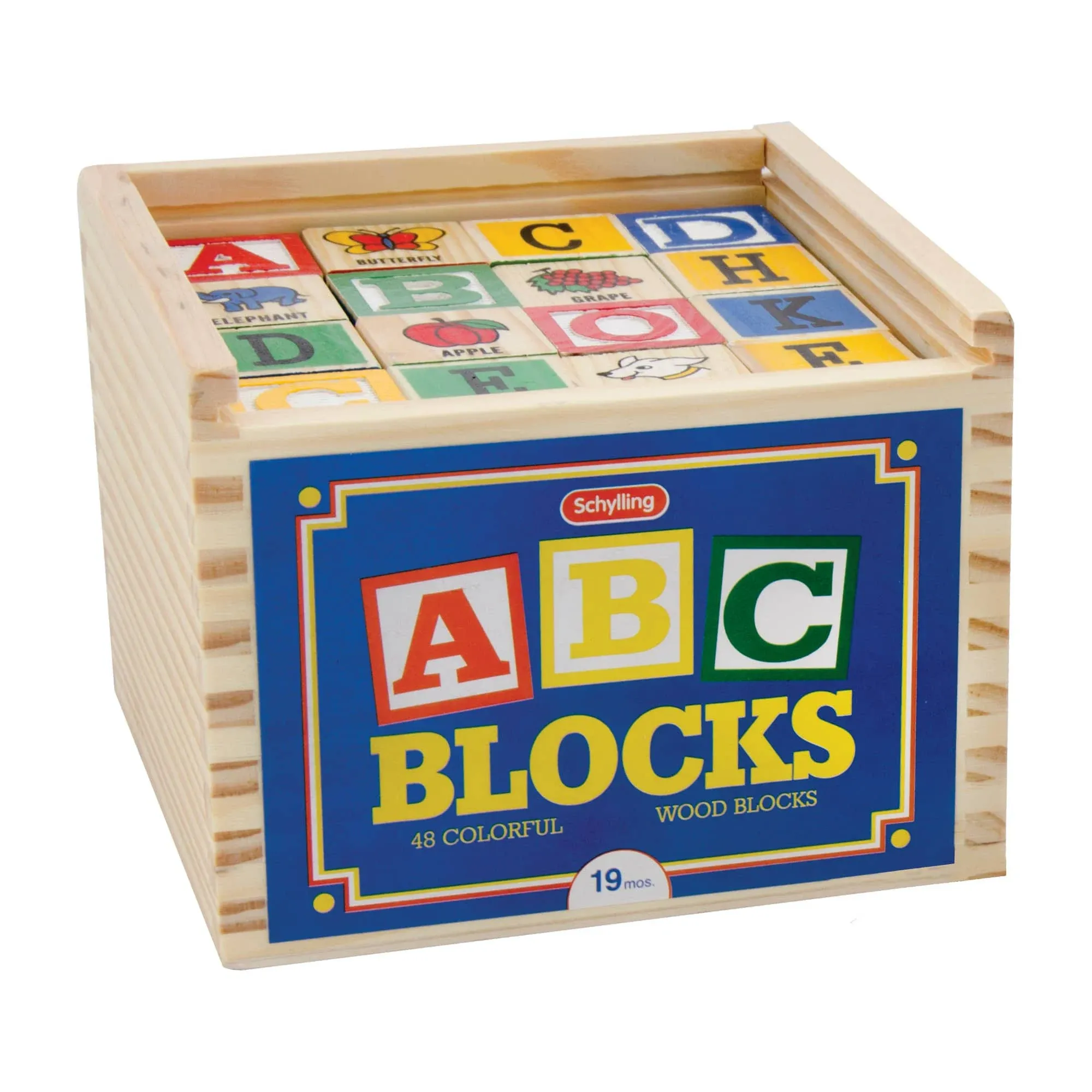 Schylling Alphabet Wood Blocks Multicolored 48 pc