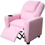 Lilola Home Marisa PU Leather Kids Recliner Chair, Pink