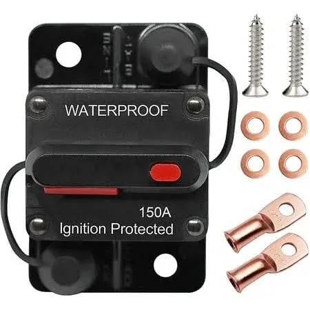 250 Amp Circuit Breaker with Manual Reset for Car Marine Trolling Motors Boat ATV Manual Power Protect for Audio System Fuse, 12V-48VDC, Waterproof (250A)