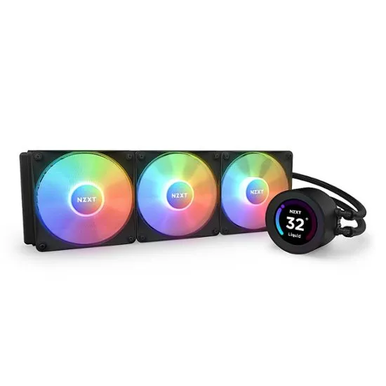 NZXT Kraken Elite RGB 360 - RL-KR36E-B1 - 360mm AIO CPU Liquid Cooler - Customizable 2.36" LCD Display for GIFS, Images, Performance Metrics - High-Performance Pump - 3 x F120 RGB Core Fans - Black