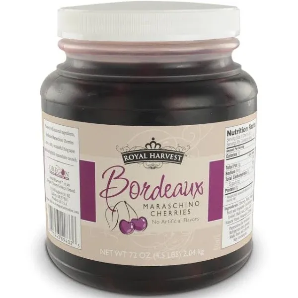 Royal Harvest Bordeaux Maraschino Cherries With Stems, 72 Ounce