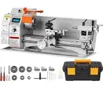 VEVOR Mini Metal Lathe Machine, 7'' x 16'', 800W Precision Benchtop Power Metal Lathe, 150-2500 RPM Continuously Variable Speed, with 3.9'' 3-jaw Metal Chuck Tool Box for Processing Precision Parts