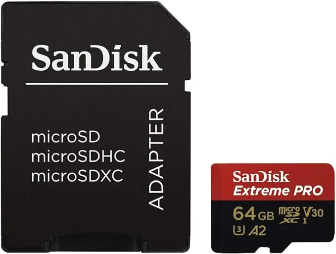 SanDisk Extreme Pro MicroSDXC UHS-I U3 A2 V30 64GB + Adapter