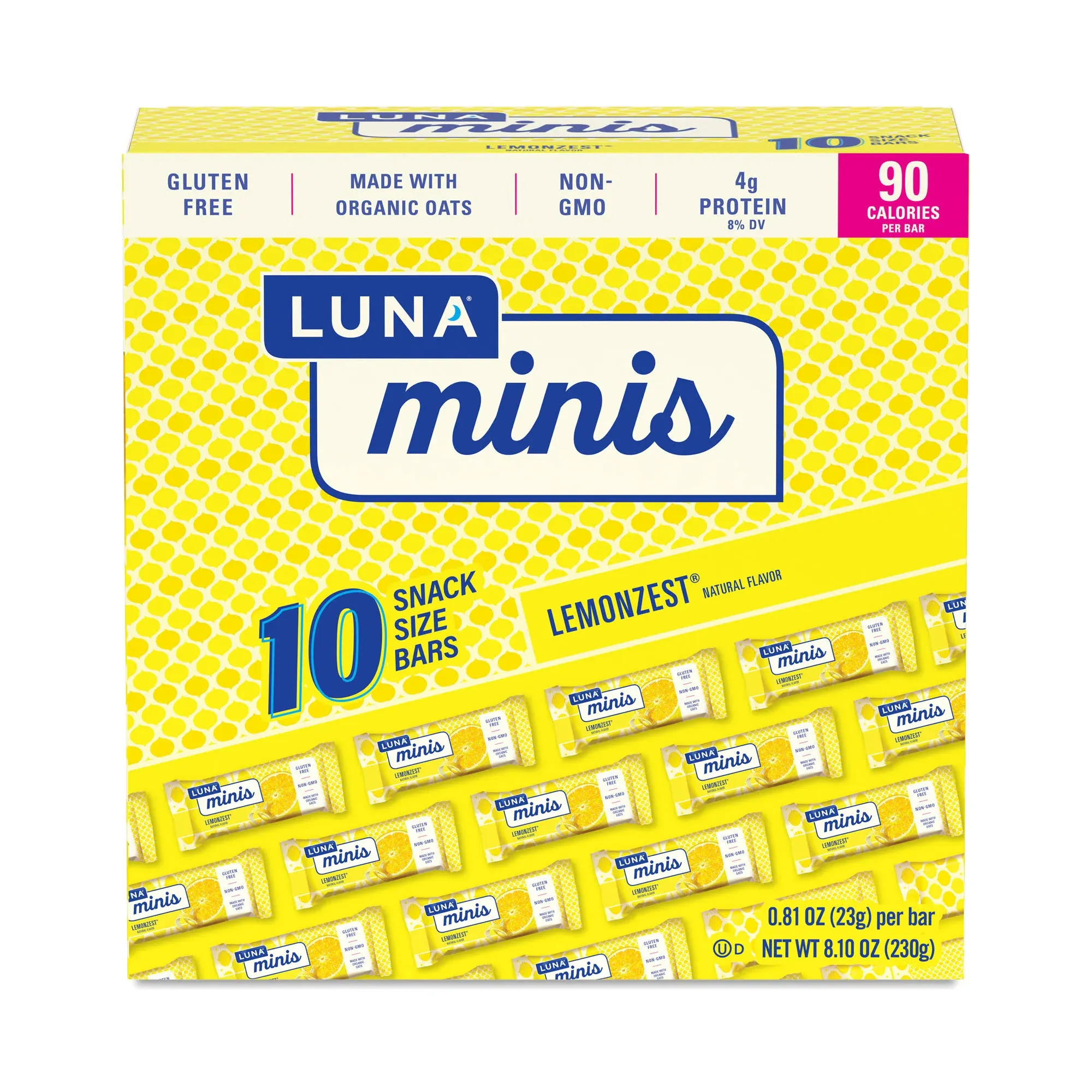 LUNA BAR - Gluten Free Bars - Lemon Zest Flavor - (1.69 Ounce Snack Bars, 30 Count)