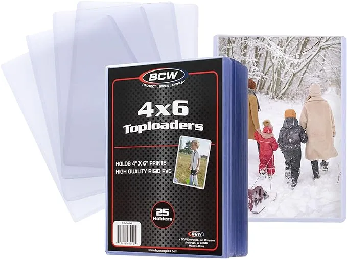 BCW 4x6 Post Card & Photo Top Loaders | Rigid PVC Sleeves | 25 Pack | Clear Plastic Protectors | Pocket Protector | Card Holder | Card Sleeves | Sheet Protectors for Photos, Prints, and More