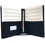 MSP Large Music Sheet Piano Folder 10" x 13.5" with Handle and 3 Rings Binder Large (220-Black) (Music Folder with Handle & Strap)