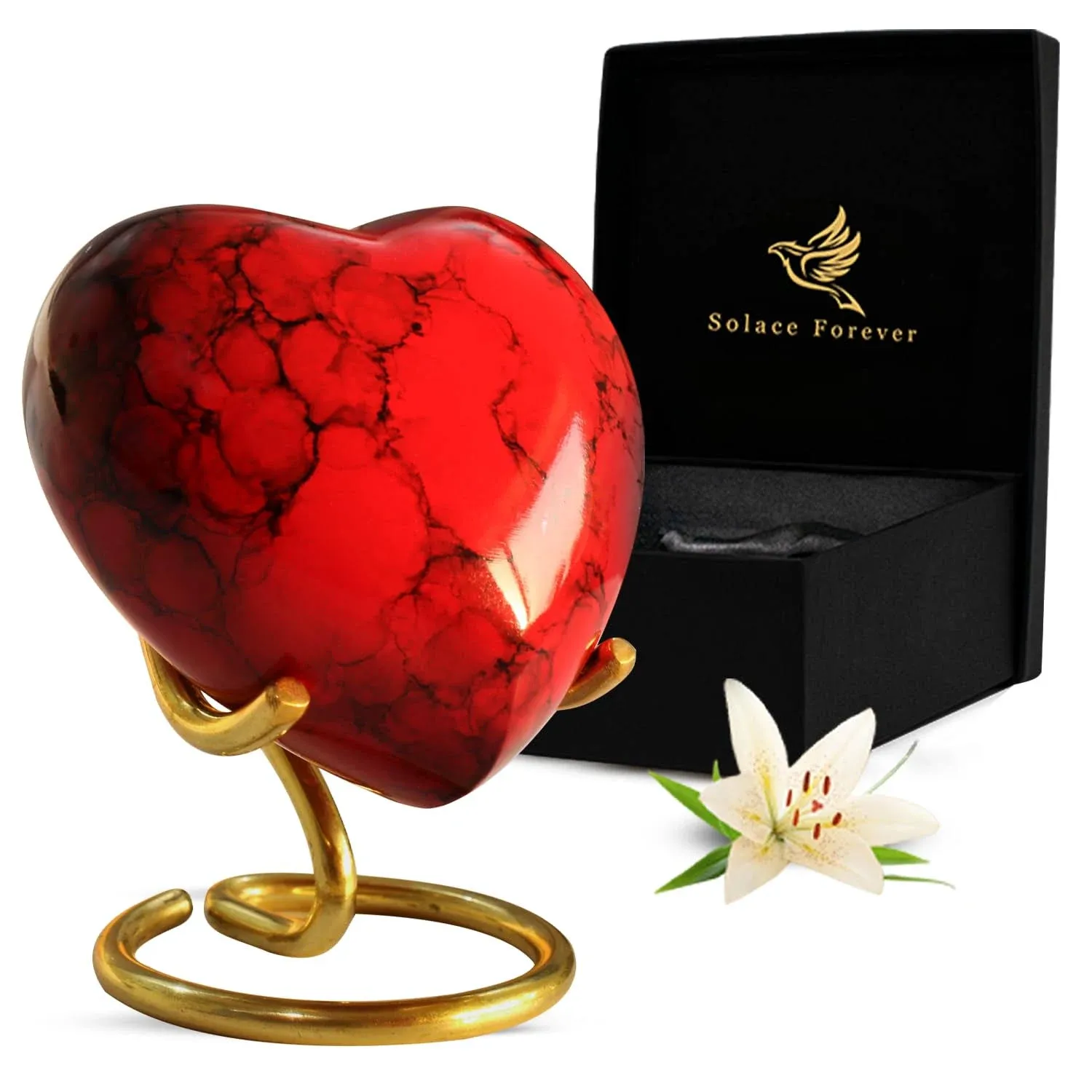 Solace Forever Red Heart Keepsake Urn for Human Ashes - Small 